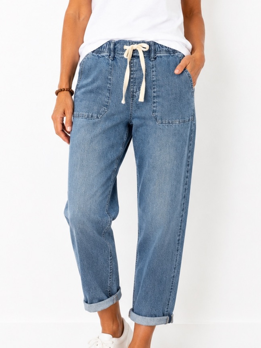 Buffalo Pull-On Denim Jeans | Medium Wash | Elastic Waist | Size M